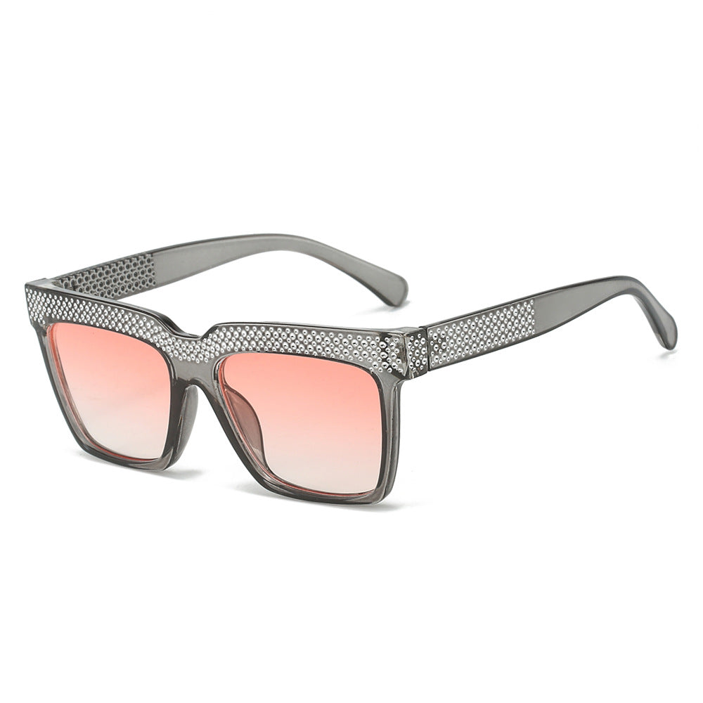 (6 PACK) Wholesale Sunglasses One Piece Rhinestone Outdoor 2024 - BulkSunglassesWholesale.com - Grey Frame Pink Lens
