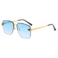 (6 PACK) Wholesale Sunglasses New Arrival Square Double Bridge Fashion Unisex Vintage Leopard Head Metal 2023 - BulkSunglassesWholesale.com - Gold Frame Gradient Blue