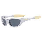 (12 PACK) Wholesale Sports Sunglasses New Arrival Men Outdoor Cycling Sport Fashion 2023 - BulkSunglassesWholesale.com - Silver Frame Black Lens