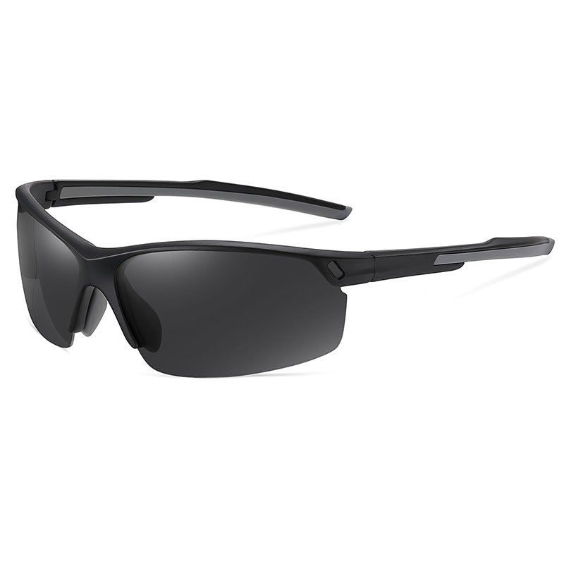 (6 PACK) Wholesale Sports Sunglasses 2023 - BulkSunglassesWholesale.com - Black Frame Black Black Lens