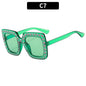 (6 PACK) Wholesale Sunglasses New Arrival Square Rhinestone Fashion Vintage Trendy 2023 - BulkSunglassesWholesale.com - Clear Green Frame Green Lens
