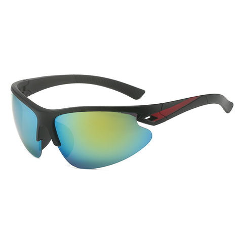 (12 PACK) Wholesale Sports Sunglasses 2023 - BulkSunglassesWholesale.com - Black Frame Gold Mirrored