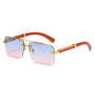 (6 PACK) Wholesale Sunglasses New Arrival Double Bridge Cut Edge Square Trendy 2023 - BulkSunglassesWholesale.com - Gold Frame Blue Pink