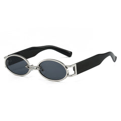 (6 PACK) Wholesale Sunglasses Vintage Small Women Trendy Street Korean 2023 - BulkSunglassesWholesale.com - Silver Frame Black Lens