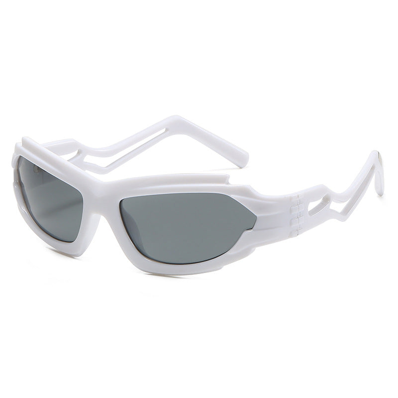 (6 PACK) Wholesale Sunglasses Unique Punk Women Y2K Futuristic Funny Cycling 2023 - BulkSunglassesWholesale.com - White Frame Grey
