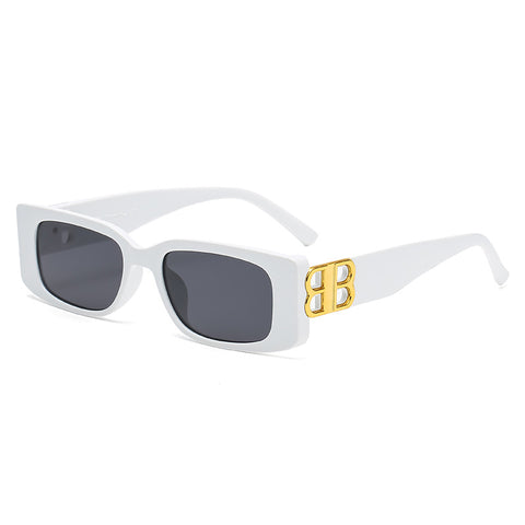 (6 PACK) Wholesale Sunglasses 2023 - BulkSunglassesWholesale.com - White Frame Black Lens