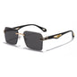 (6 PACK) Wholesale Sunglasses Rimless Fashion Cut Edge Square Women Hollow 2023 - BulkSunglassesWholesale.com - Gold Frame Black Black Lens Frame