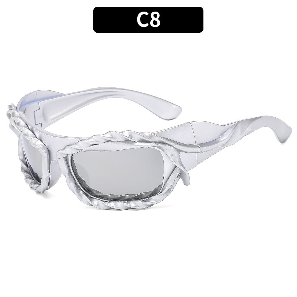 (6 PACK) Wholesale Sunglasses Unique Hip Hop Fashion Trendy 2023 - BulkSunglassesWholesale.com - Silver Frame Mirrored Lens
