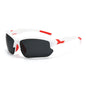 (12 PACK) Wholesale Sports Sunglasses Polarized Cycling Outdoor Sport Semirimless Unisex 2024 - BulkSunglassesWholesale.com - White Frame Black Black Lens Red Temple