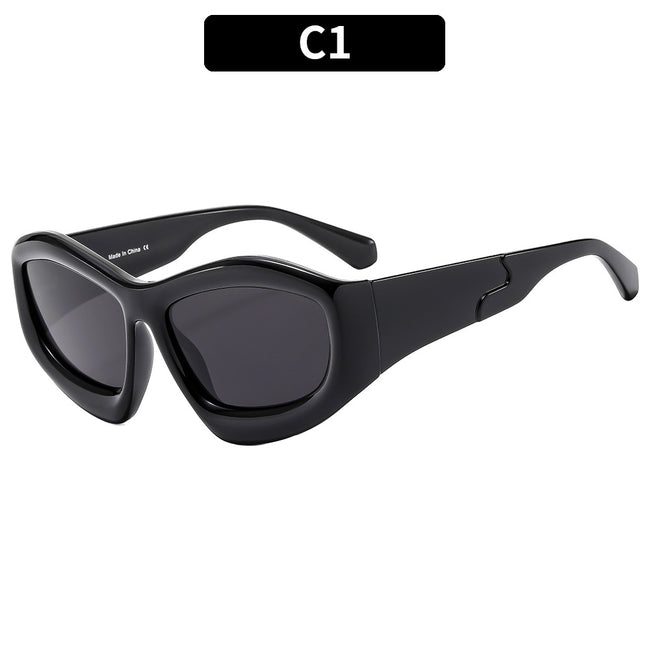 (6 PACK) Wholesale Sunglasses Unique Hip Hop Fashion Trendy 2023 - BulkSunglassesWholesale.com - Black Frame Black Black Lens Hover Image
