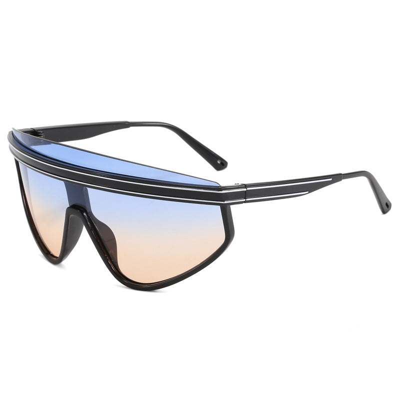 (12 PACK) Wholesale Sports Sunglasses Cyber Punk Sport Unisex Unique Cycling 2023 - BulkSunglassesWholesale.com - Black Frame Blue Tea