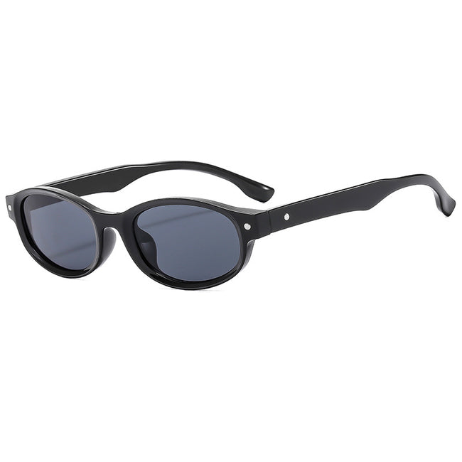(6 PACK) Wholesale Sunglasses New Arrival Small Unique Fashion Candy Unisex 2023 - BulkSunglassesWholesale.com - Shiny Black Frame Black Lens Hover Image