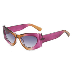 (6 PACK) Wholesale Sunglasses New Arrival Cat Eye Women 2023 - BulkSunglassesWholesale.com - Tea Purple Frame Gradient Black Lens