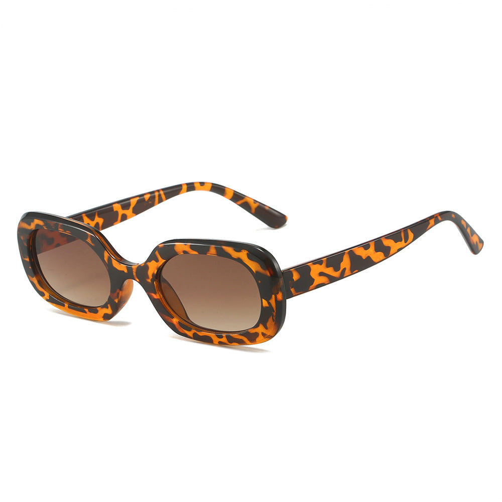 (6 PACK) Wholesale Sunglasses Square Fashion New Arrival Square 2024 - BulkSunglassesWholesale.com - Leopard Print Frame Gradient Tea Lens
