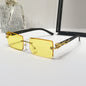 (6 PACK) Wholesale Sunglasses New Arrival Rimless Square Cut Edge Unique Fashion 2024 - BulkSunglassesWholesale.com - Yellow Lens