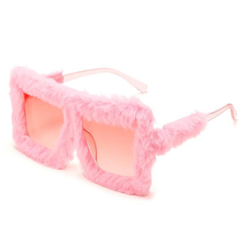(6 PACK) Fluffy Fur Wholesale Sunglasses Women Square 2022 M121006 - Bulk Sunglasses Wholesale