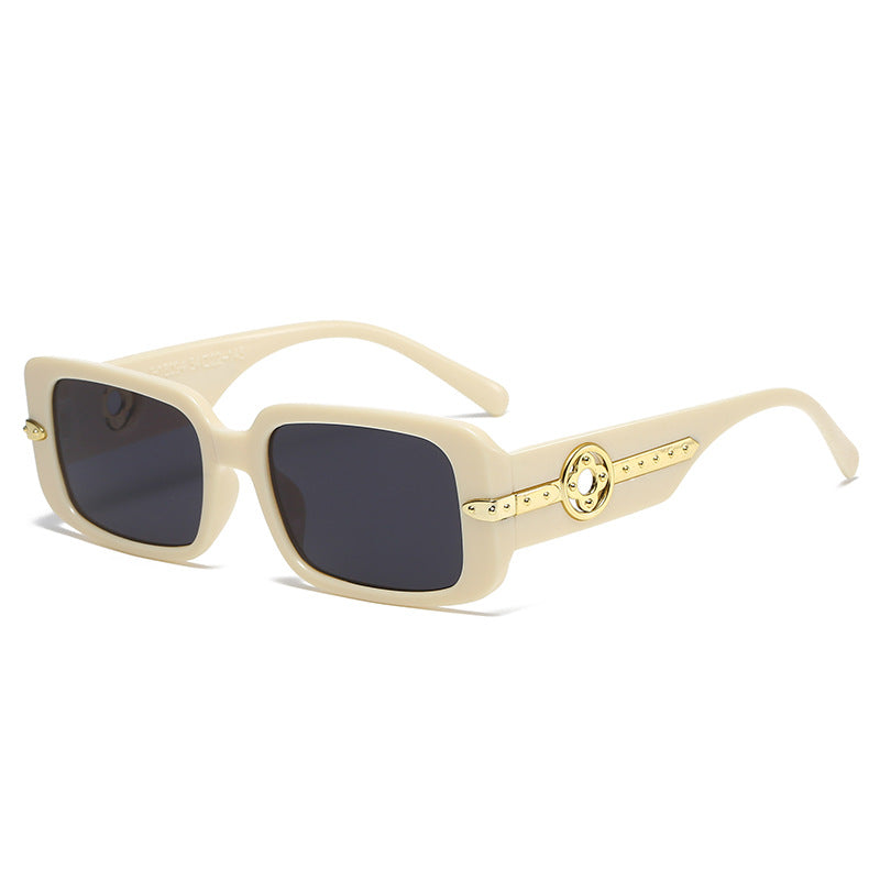 (6) PACK Wholesale Sunglasses 2023 - BulkSunglassesWholesale.com - Beige Yellow Frame Black Lens