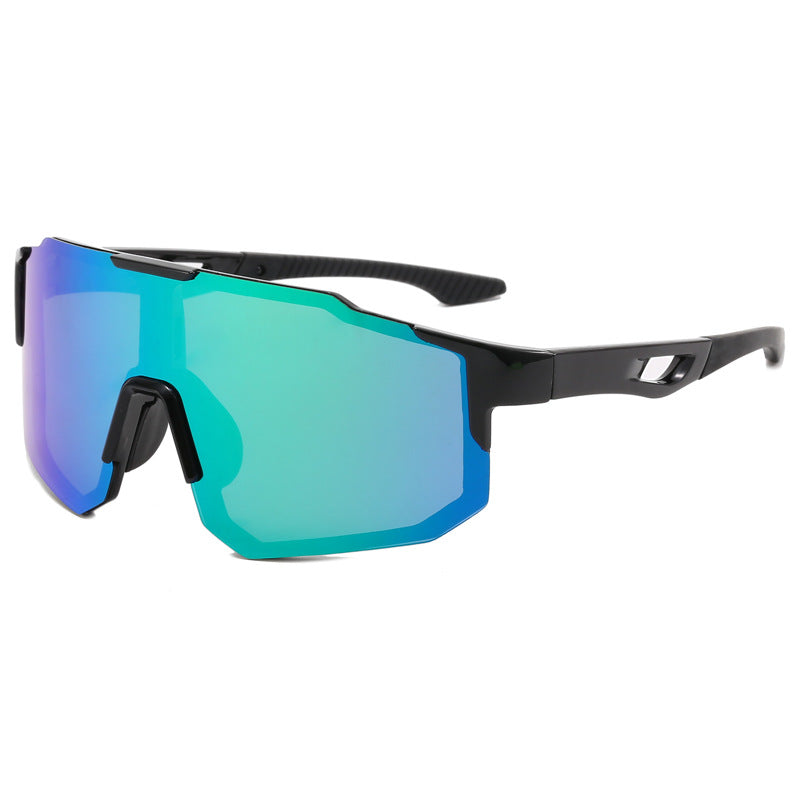 (12 PACK) Wholesale Sports Sunglasses Outdoor Sport Trendy Polarized Unisex New Arrival Cycling 2024 - BulkSunglassesWholesale.com - Black Frame Green Mirrored