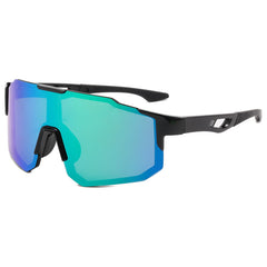 (12 PACK) Wholesale Sports Sunglasses Outdoor Sport Trendy Polarized Unisex New Arrival Cycling 2024 - BulkSunglassesWholesale.com - Black Frame Green Mirrored