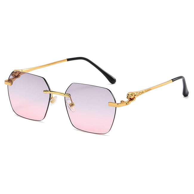 (6 PACK) Wholesale Sunglasses 2023 - BulkSunglassesWholesale.com - Gold Frame Grey Pink Hover Image