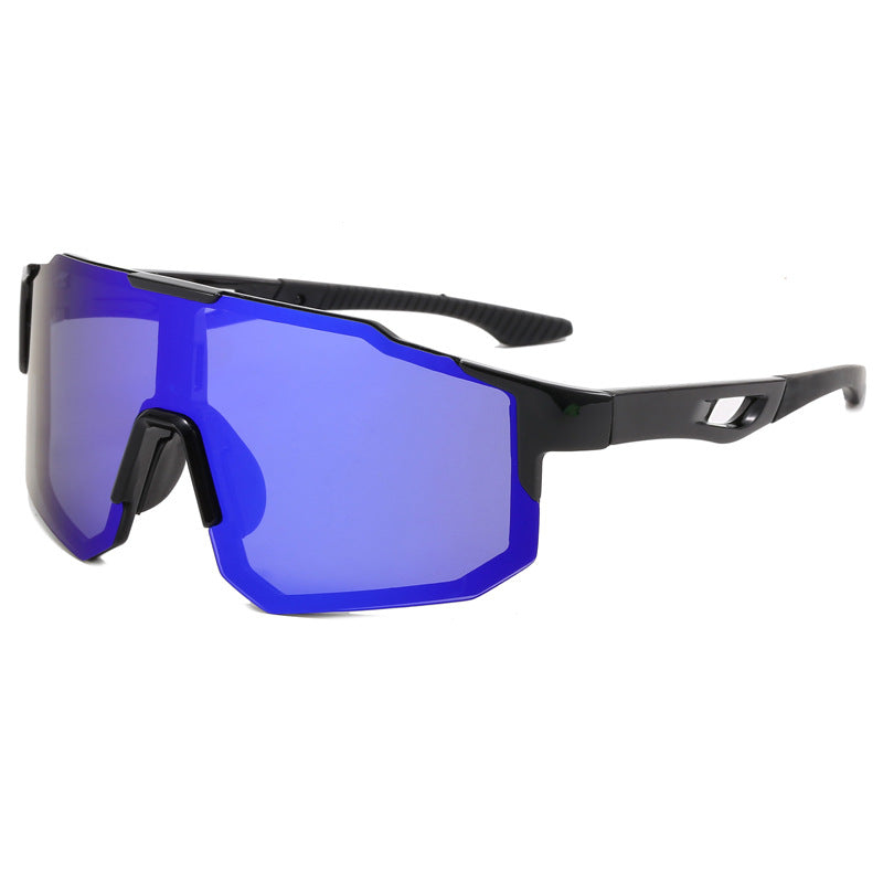 (12 PACK) Wholesale Sports Sunglasses Outdoor Sport Trendy Polarized Unisex New Arrival Cycling 2024 - BulkSunglassesWholesale.com - Black Frame Blue Mirrored