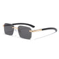 (6 PACK) Wholesale Sunglasses New Arrival Cut Edge Rimless Square Small Women Fashion 2023 - BulkSunglassesWholesale.com - Gold Frame Black Black Lens Frame