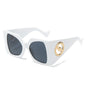(6 PACK) Wholesale Sunglasses New Arrival Square Unique Oversized Fashion Tai Chi Creative Women 2023 - BulkSunglassesWholesale.com - White Frame Black Lens