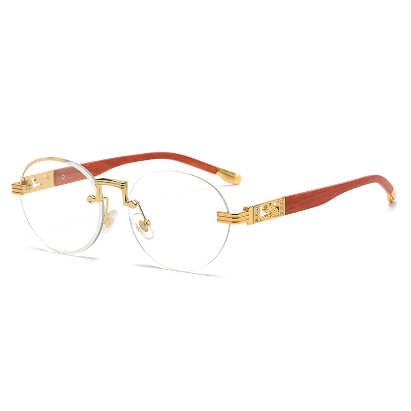 (6 PACK) Wholesale Sunglasses Round Cut Edge Metal New Arrival Rhinestone Street Trendy 2023 - BulkSunglassesWholesale.com - Gold Frame White