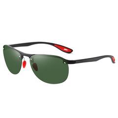 (6 PACK) Wholesale Sports Sunglasses New Arrival Semirimless Polarized Women Fashion TR Night Vision 2023 - BulkSunglassesWholesale.com - Black Frame Green Lens