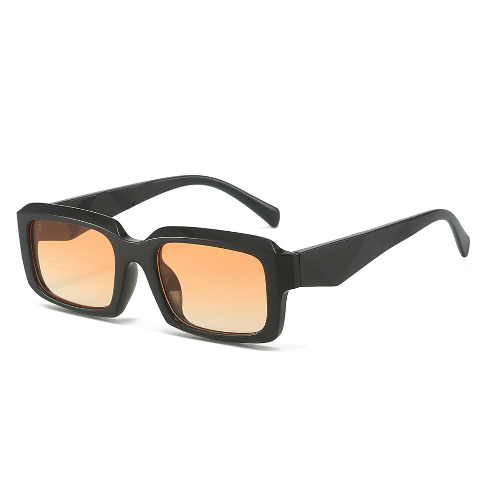 (6 PACK) Wholesale Sunglasses New Arrival Square Triangle Fashion Unisex 2024 - BulkSunglassesWholesale.com - Black Frame Orange Lens
