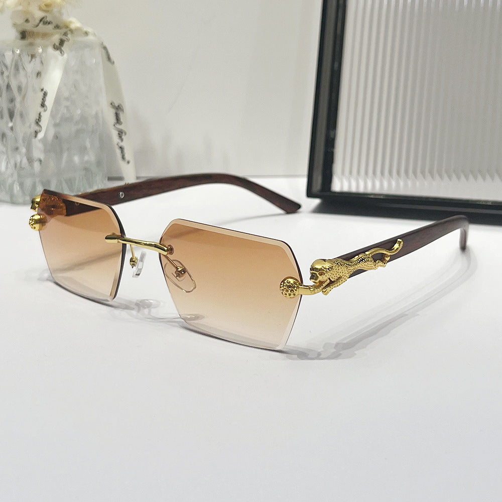(6 PACK) Wholesale Sunglasses New Arrival Vintage Wood Grain Square 2024 - BulkSunglassesWholesale.com - Gold Frame Gradient Tea Lens