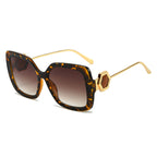 (6 PACK) Wholesale Sunglasses New Arrival Square Unique Square Luxury Rhinestone Fashion 2023 - BulkSunglassesWholesale.com - Leopard Print Frame Gradient Tea Lens