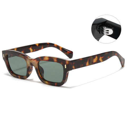 (6 PACK) Wholesale Sunglasses Vintage Rivet Small Women 2023 - BulkSunglassesWholesale.com - Leopard Print Frame Green
