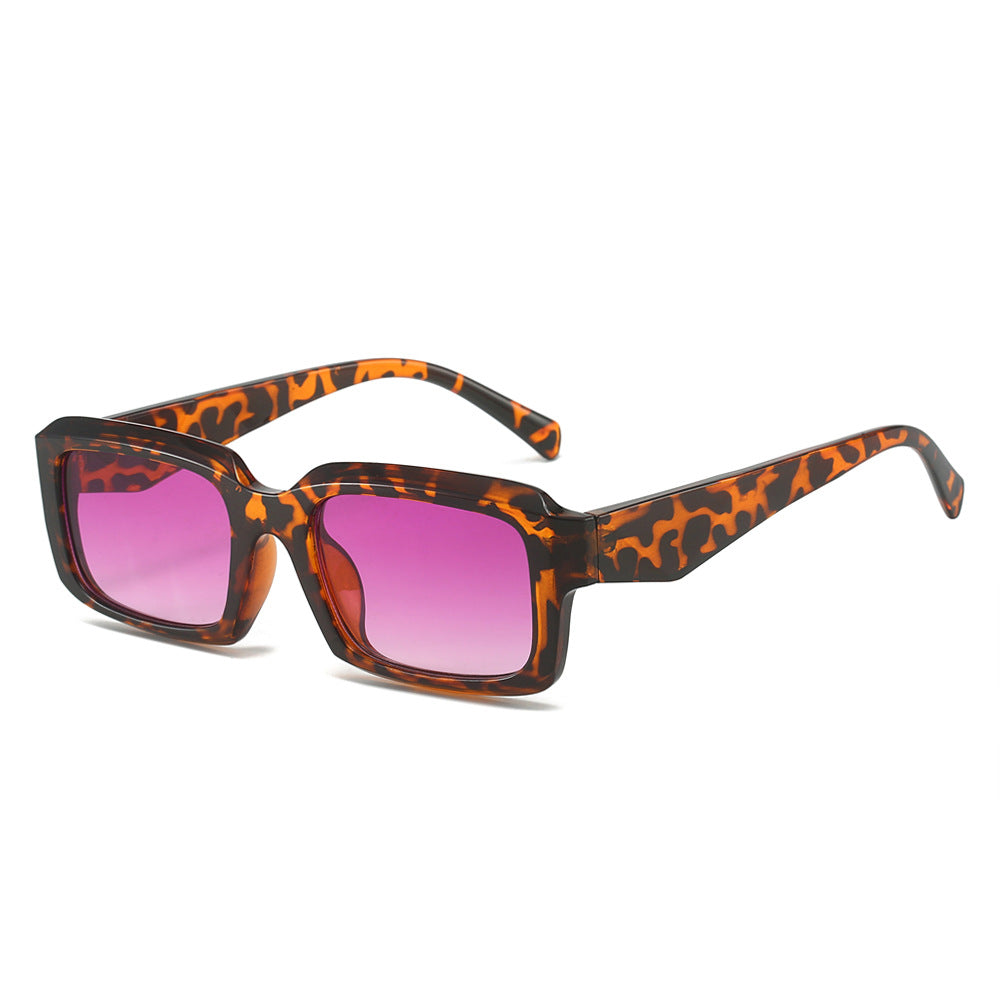 (6 PACK) Wholesale Sunglasses New Arrival Square Triangle Fashion Unisex 2024 - BulkSunglassesWholesale.com - Leopard Print Frame Purple Lens