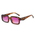 (6 PACK) Wholesale Sunglasses New Arrival Square Triangle Fashion Unisex 2024 - BulkSunglassesWholesale.com - Leopard Print Frame Purple Lens