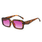 (6 PACK) Wholesale Sunglasses New Arrival Square Triangle Fashion Unisex 2024 - BulkSunglassesWholesale.com - Leopard Print Frame Purple Lens