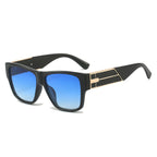 (6 PACK) Wholesale Sunglasses New Arrival Fashion Metal Men Unique Trendy Women 2024 - BulkSunglassesWholesale.com - Black Frame Gradient Blue Lens
