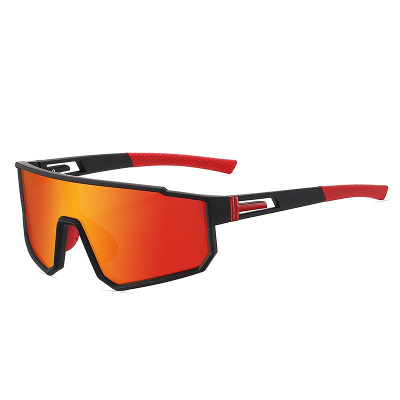 (12 PACK) Wholesale Sports Sunglasses New Arrival Sport Fashion Polarized One Piece Cycling Outdoor 2024 - BulkSunglassesWholesale.com - Black Frame Orange Red Mirrored