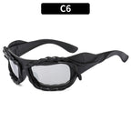 (6 PACK) Wholesale Sunglasses Unique Hip Hop Fashion Trendy 2023 - BulkSunglassesWholesale.com - Black Frame Mirrored Lens