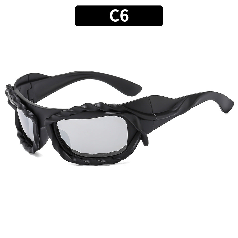(6 PACK) Wholesale Sunglasses Unique Hip Hop Fashion Trendy 2023 - BulkSunglassesWholesale.com - Black Frame Mirrored Lens