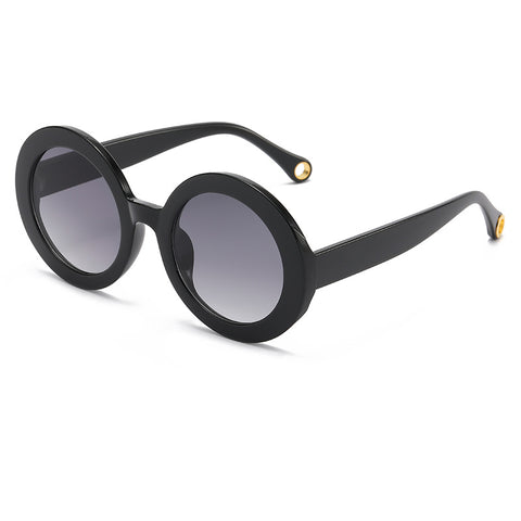 (6 PACK) Wholesale Sunglasses Fashion Round Colorful Unisex Street Trendy 2023 - BulkSunglassesWholesale.com - Black Frame Gradient Black