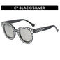 (6 PACK) Wholesale Sunglasses Fashion New Arrival Oversized Square Unique Rhinestone 2023 - BulkSunglassesWholesale.com - Black Frame Mirrored Lens