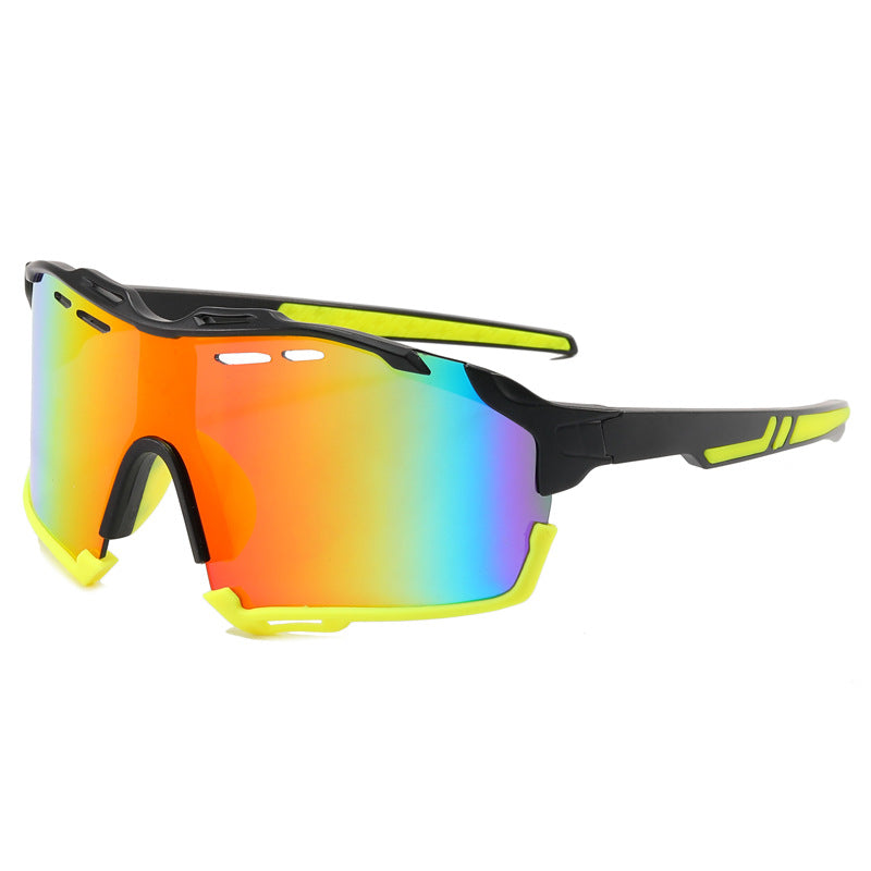 (12 PACK) Wholesale Sports Sunglasses New Arrival Outdoor Sport Unisex Windproof Fashion Polarized Cycling 2023 - BulkSunglassesWholesale.com - Black Yellow Frame Red Mirrored