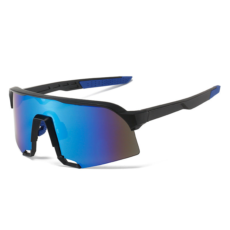 (12 PACK) Wholesale Sports Sunglasses 2023 - BulkSunglassesWholesale.com - Black Frame Blue Mirrored