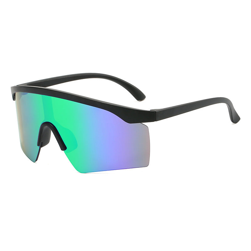 (12 PACK) Wholesale Sports Sunglasses New Arrival Sport Outdoor Unique Kids Cycling 2023 - BulkSunglassesWholesale.com - Black Frame Green Mirrored