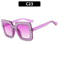 (6 PACK) Wholesale Sunglasses New Arrival Square Rhinestone Fashion Vintage Trendy 2023 - BulkSunglassesWholesale.com - Clear Purple Frame Gradient Purple Lens