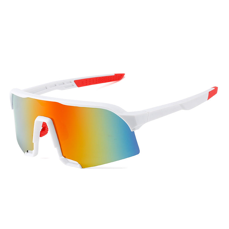 (12 PACK) Wholesale Sports Sunglasses 2023 - BulkSunglassesWholesale.com - White Frame Red Mirrored