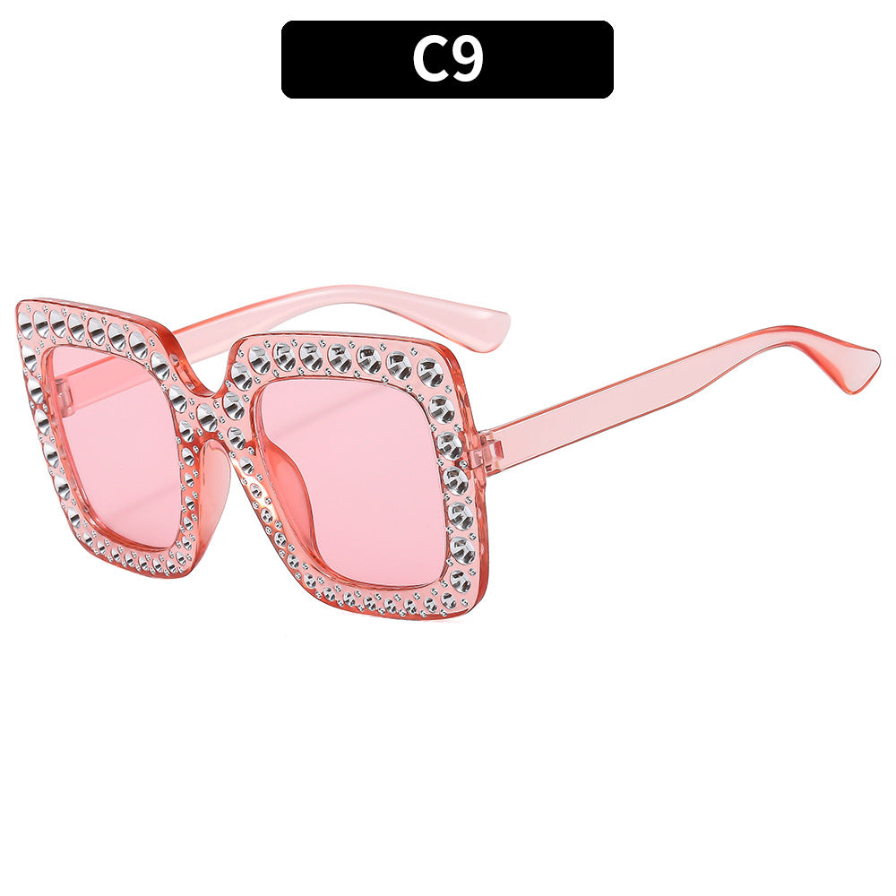 (6 PACK) Wholesale Sunglasses Fashion New Arrival Oversized Rhinestone Street Trendy 2023 - BulkSunglassesWholesale.com - Pink Frame Pink Lens