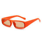 (6 PACK) Wholesale Sunglasses New Arrival Square Unique Metal Fashion 2024 - BulkSunglassesWholesale.com - Orange Frame Orange Lens