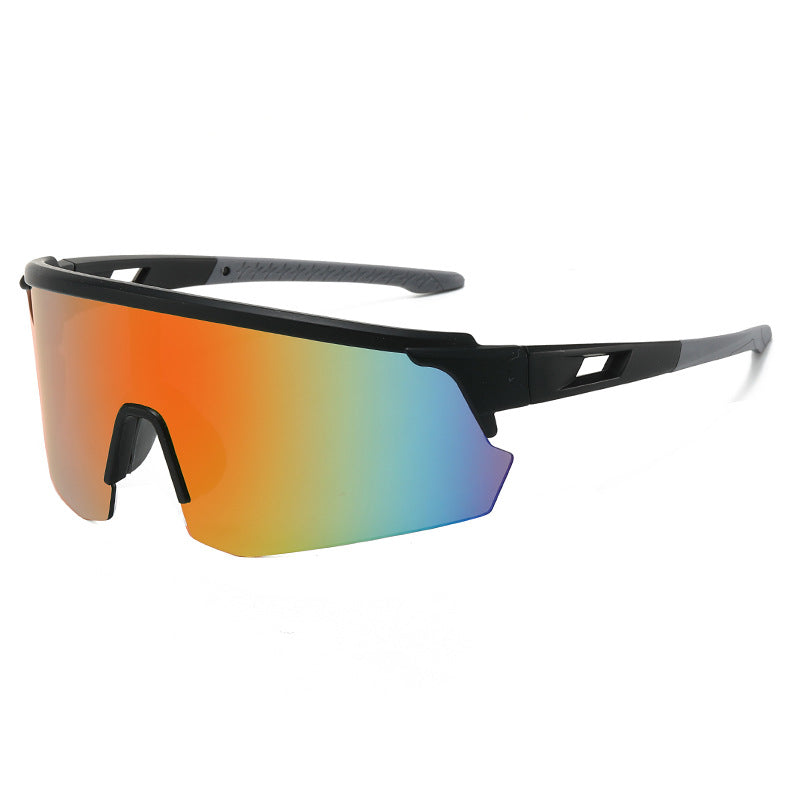 (12 PACK) Wholesale Sports Sunglasses New Arrival Outdoor Windproof Unisex Cycling Sport 2024 - BulkSunglassesWholesale.com - Matt Black Red Mirrored
